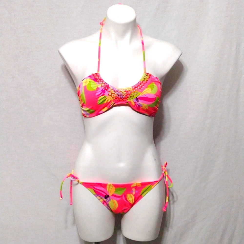 Victoria’s Secret Teeny Tiny 2-Piece Beaded Bikini Set Medium Summer Swimwear